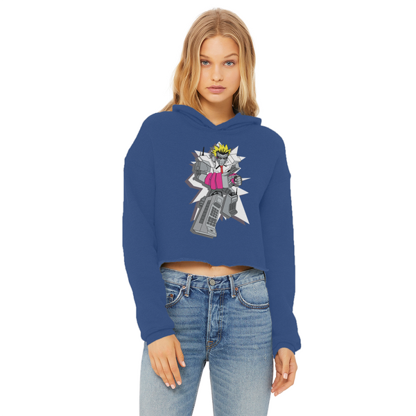 "ROBOT LOVER" (Colour) Ladies Cropped Raw Edge Hoodie